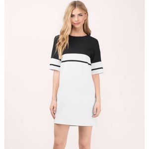 STRIPE ME BLACK & IVORY SHIFT DRESS